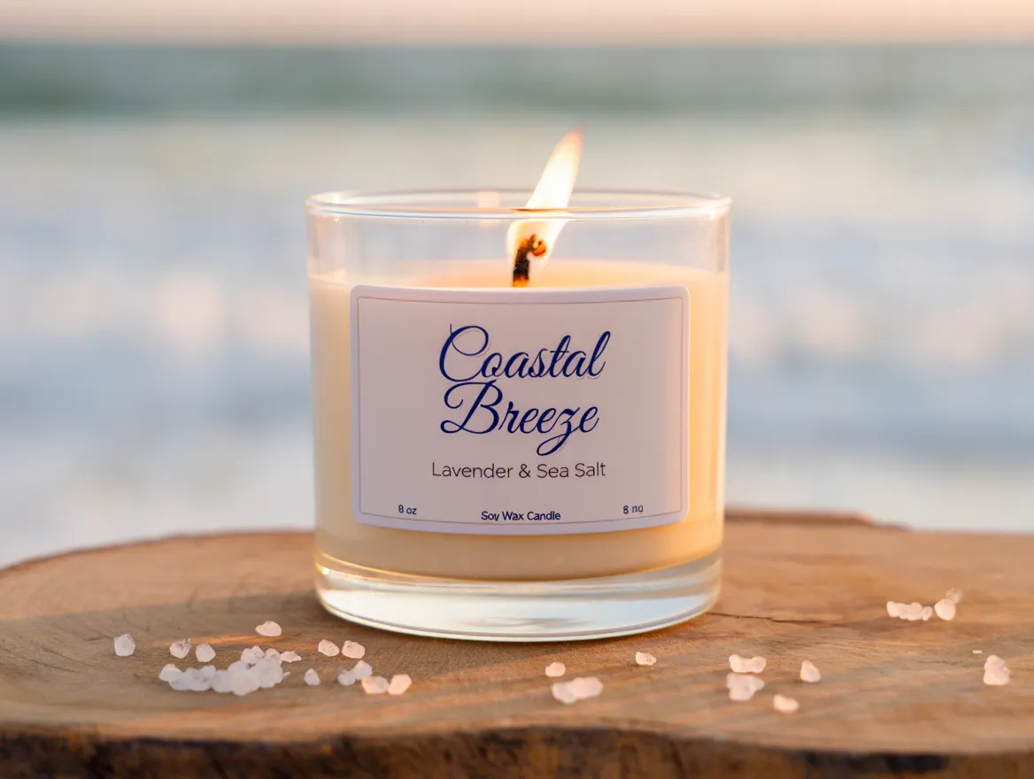 Coastal Breeze lavender and sea salt scented candle
